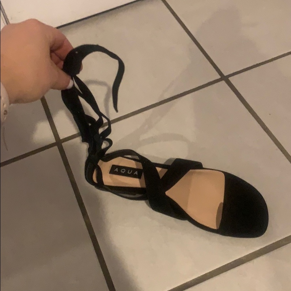 Black suede tie up sandals